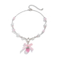 Sweet Style Acrylic Strawberry Pendant Necklace Small Fresh Imitation Pearl Webbing Collarbone Chain for Women's Jewelry