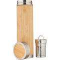 Sustainable 17Oz Bamboo Tumbler with Tea Infuser & Strainer Insulation Stainless Steel Water Bottle Eco-Friendly Bamboo Bottle