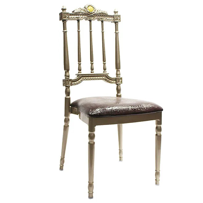 Coffee Color Fixed Cushion Modern Iron Napoleon Wedding Chivari Outdoor Chair for Banquets Events Parties for Hotel Furniture