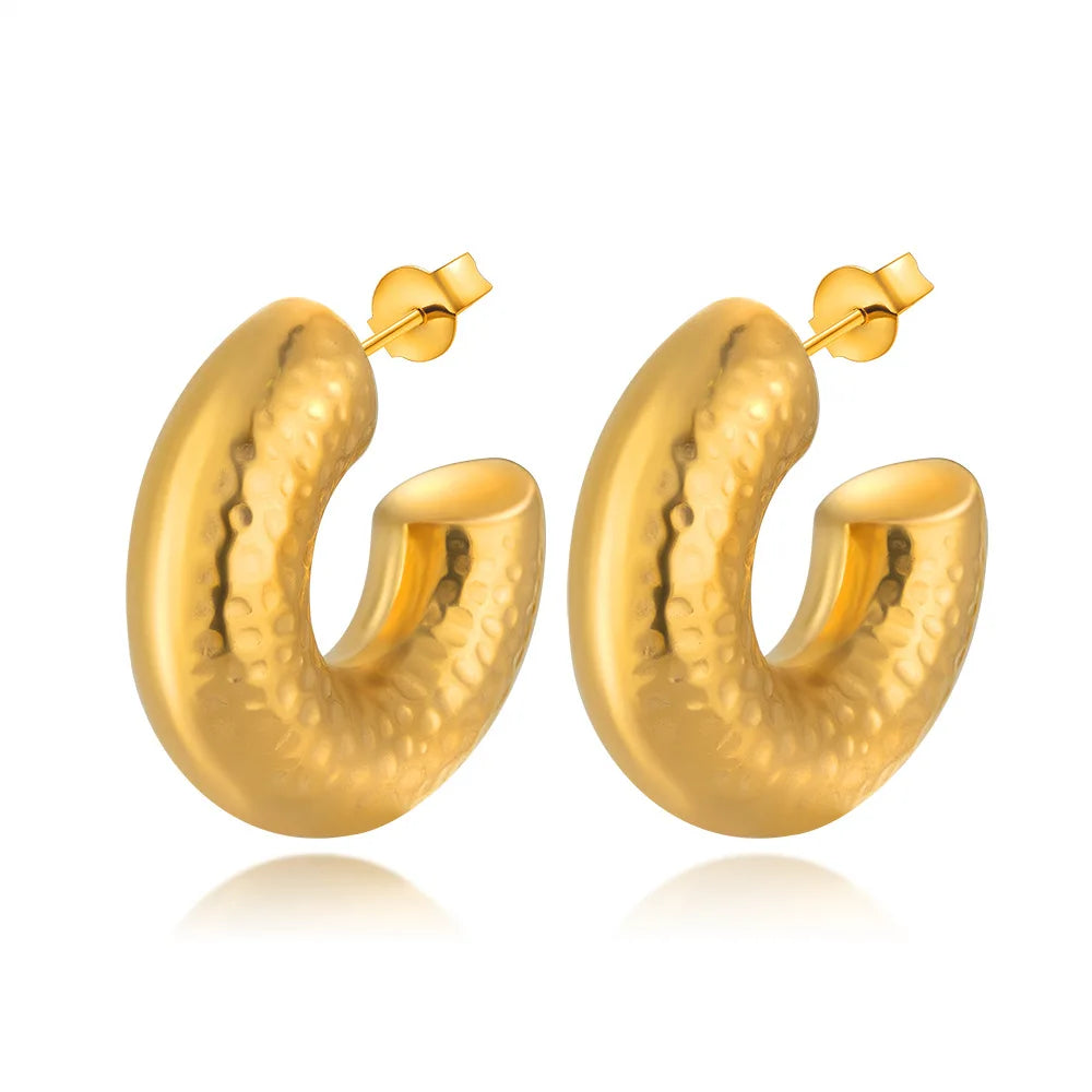 Meetyoo Irregular Semicircle Stud Earring New Design Stainless Steel  Earring 18K Gold Plated Earring Jewelry for Women