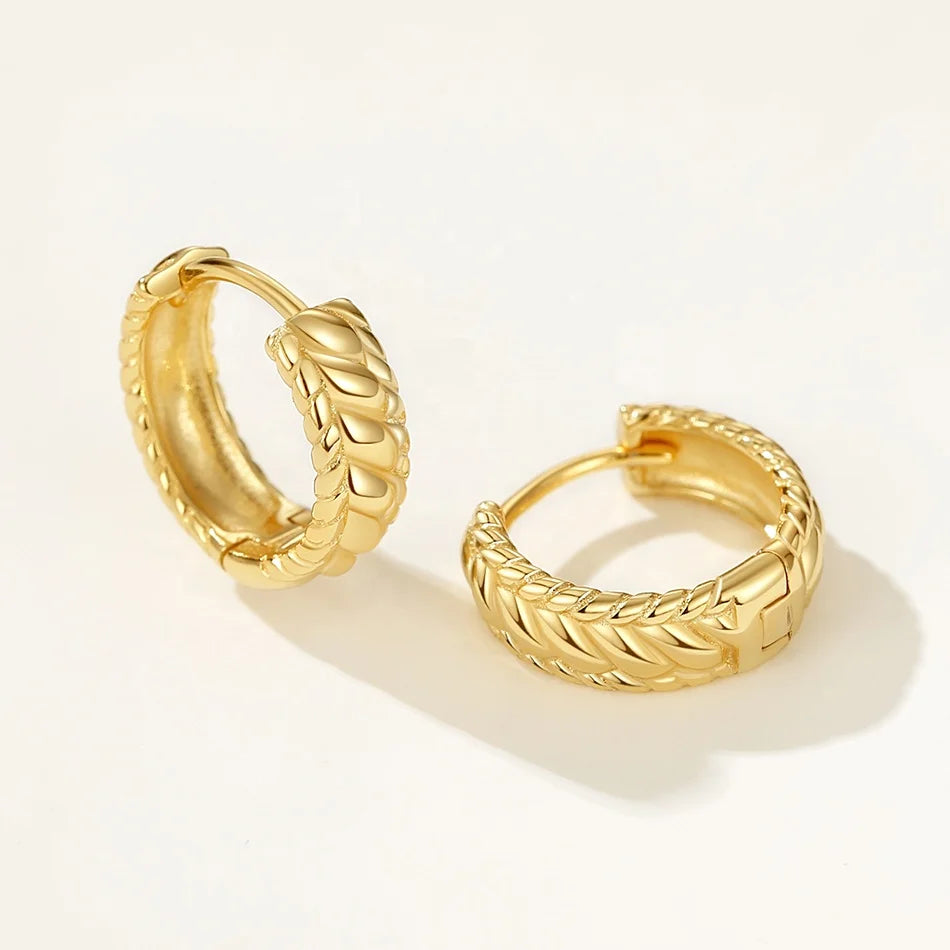 Nagosa Textured 18k Gold Vermeil Women Jewelry 925 Sterling Silver Twist Huggie Hoop Earrings for Women
