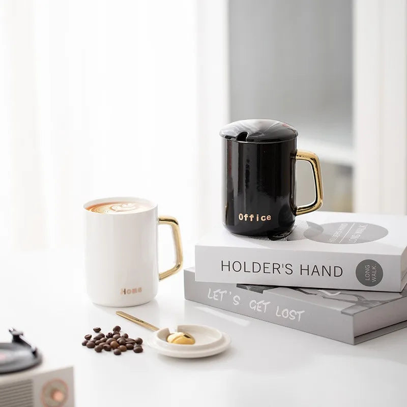 gold handle 400ml printing presents gift custom logo  mug high beauty gift ceramic water cup