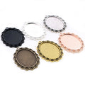 Fashion 30x40mm Pendant Blank Bezel Trays Fit 30x40mm Oval Lacy Cabochon Base Setting DIY Necklace Jewelry Making Supplies