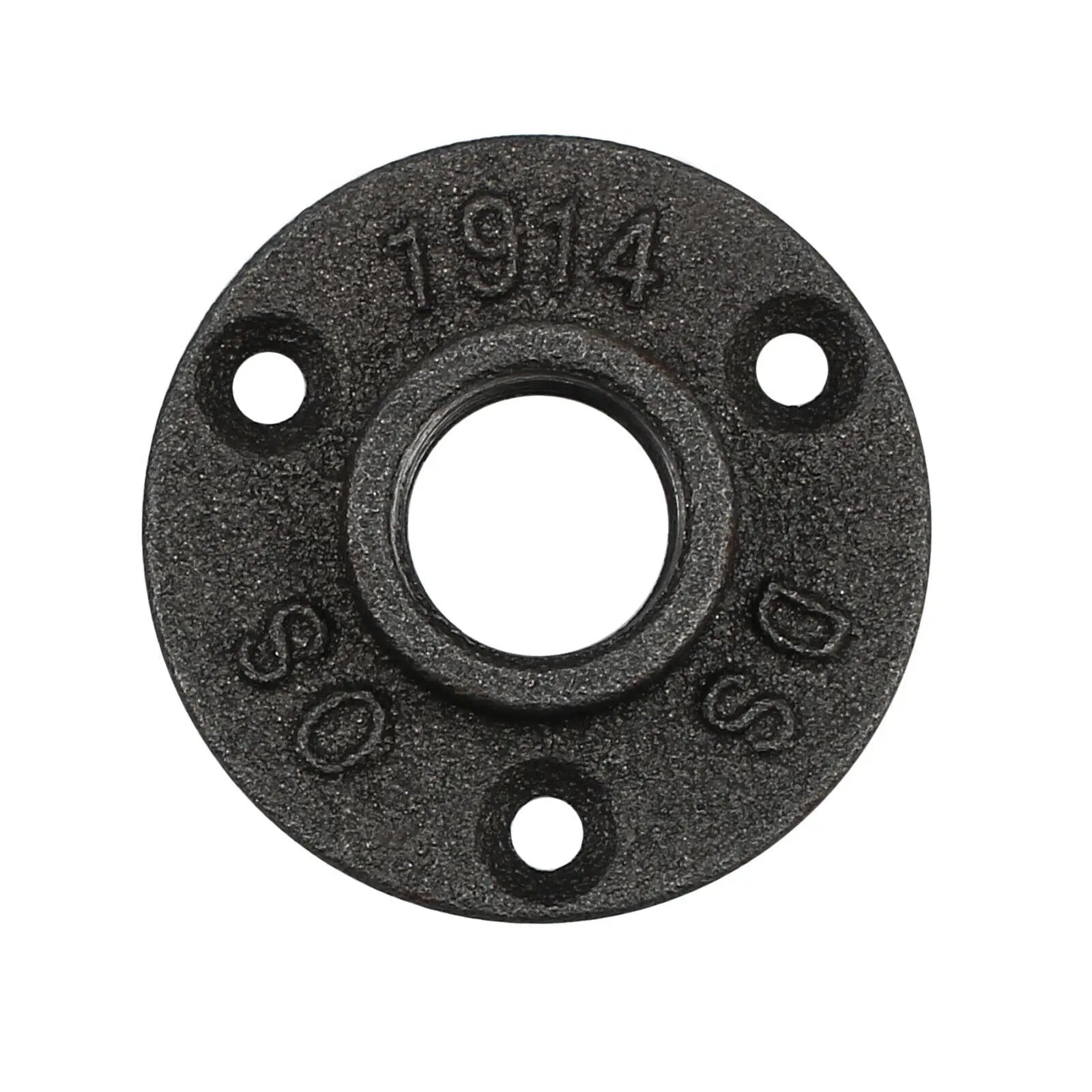 3/4" Natural Black Vintage Retro Malleable Iron Pipe 3-Hole Floor Flange for DIY Home Decor with Low Pressure