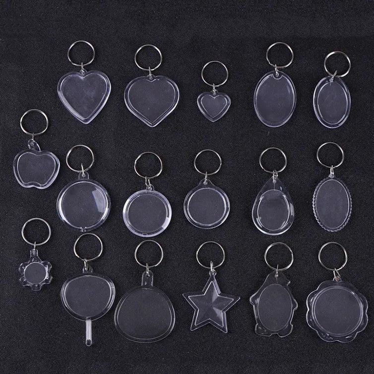 Transparent Acrylic DIY Photo Picture Frame Keychain Plastic Keyring for Promotional Gift Blank Keychain
