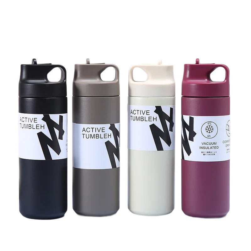Custom Logo 550ml Stainless Steel Double Wall Reusable Vacuum Insulated Travel Sports Vacuum Flask Thermoses With Handle