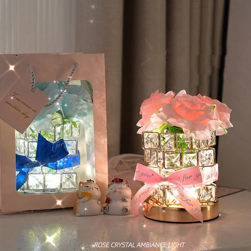 C269 New  Cube LED Rose Night Light Decorative Atmosphere Light Valentine's Day Birthday Gift Bouquet Ornaments