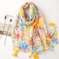 Light Color Flower Style Soft Headscarf Lady Vacation Fashion Shawl Scarf Wholesale