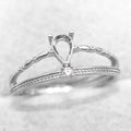 Semi Mount 4*6mm Sterling Silver Ring Pear Shape Empty Blank Support Claw Setting S925 Base Without Center Stone for DIY Inlay