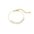N&S Elegant Trendy Freshwater Pearl Bracelet Gold Plated Stainless Steel Adjustable Freshwater Pearl Bracelet for Gifts