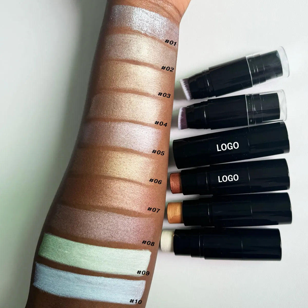 Private Label Face Body Highlighter Stick Vegan Makeup No logo Shimmer Makeup Highlighter Stick
