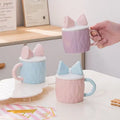 M 370ml Ceramic Coffee Mug With Creative Bow Cover High Beauty Cute Makeup Cup Home Water Mugs Girl Happy Birthday Gift Box