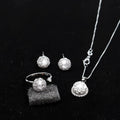 Stainless Steel Cute Solid Christmas Gift Noble Fashion Elegant Women Shiny Crystal CZ Necklace Earring Ring Jewelry Set