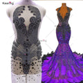 HOT WDP-245 Keering Luxury Ladies Party Dresses Elegant Sew on Gold Rhinestone Bodice Applique for Women Dresses