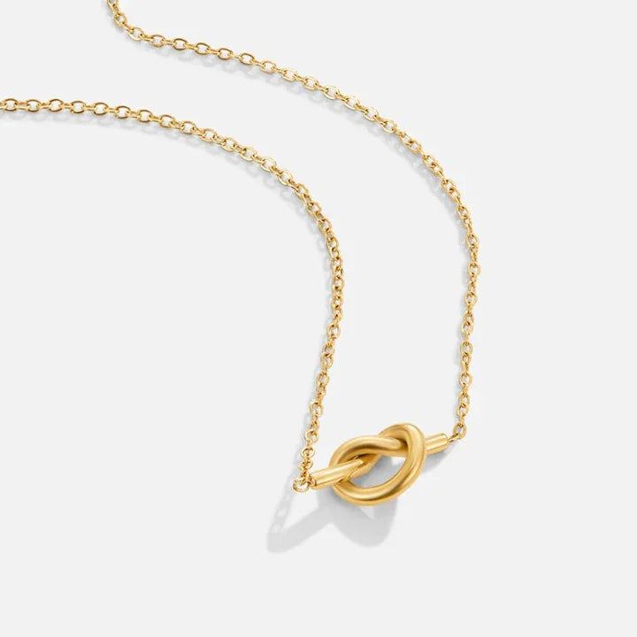 Simple Trendy 18K Gold Plated Stainless Steel Waterproof Necklace Non Tarnish Knot Shape Pendant Chain Charm Necklaces YF4114