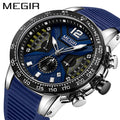 2022 New MEGIR 2106 Watch Men Luxury New Silicone Sport Chronograph Quartz Clock Mens Watches Waterproof Gift Wrist Watch