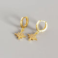 925 Sterling Silver Shiny Cz Paved Star Hoop Earrings Bling Rhinestone Star Hoop Earrings for Women