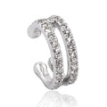 Gemnel No Piercing Earrings 925 Silver Rhodium Plated Jewelry Double CZ Ear Cuff Earrings