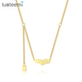 SP-LAM Cuban Link Heart Pendant Dainty Chain Choker Stainless Steel Gold Plated Simple Necklace MegaBDM