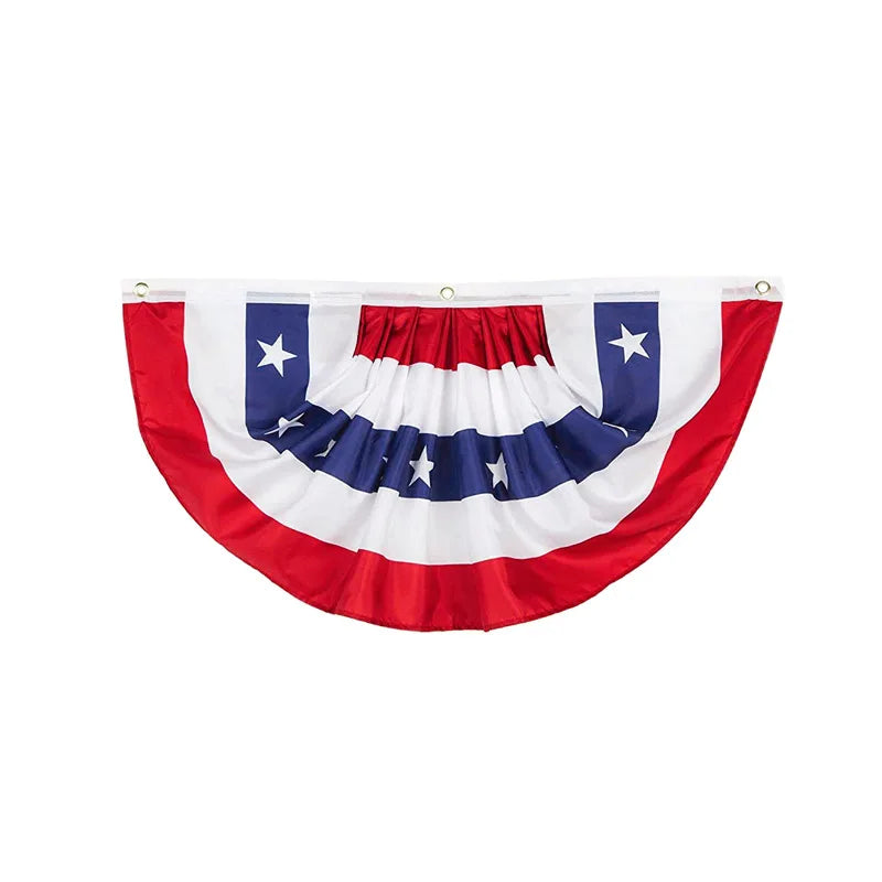 USA Pleated Half Fan Flag American Independence Day Patriotic Flag Bunting US Bunting Flags Indoor Outdoor Banner Decoration