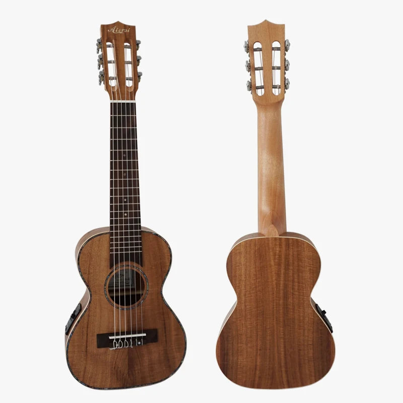 Aiersi Wholesale Price Custom Brand Electric Ukulele Koa Guitarlele 28 Inch Guitar 6 String Small Size String Instrument OEM ODM