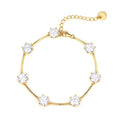 Luxury 925 Sterling Silver Wholesale 8mm 5A Cubic Zirconia 18k Gold Plated Women Wedding Party Bracelet Wholesale