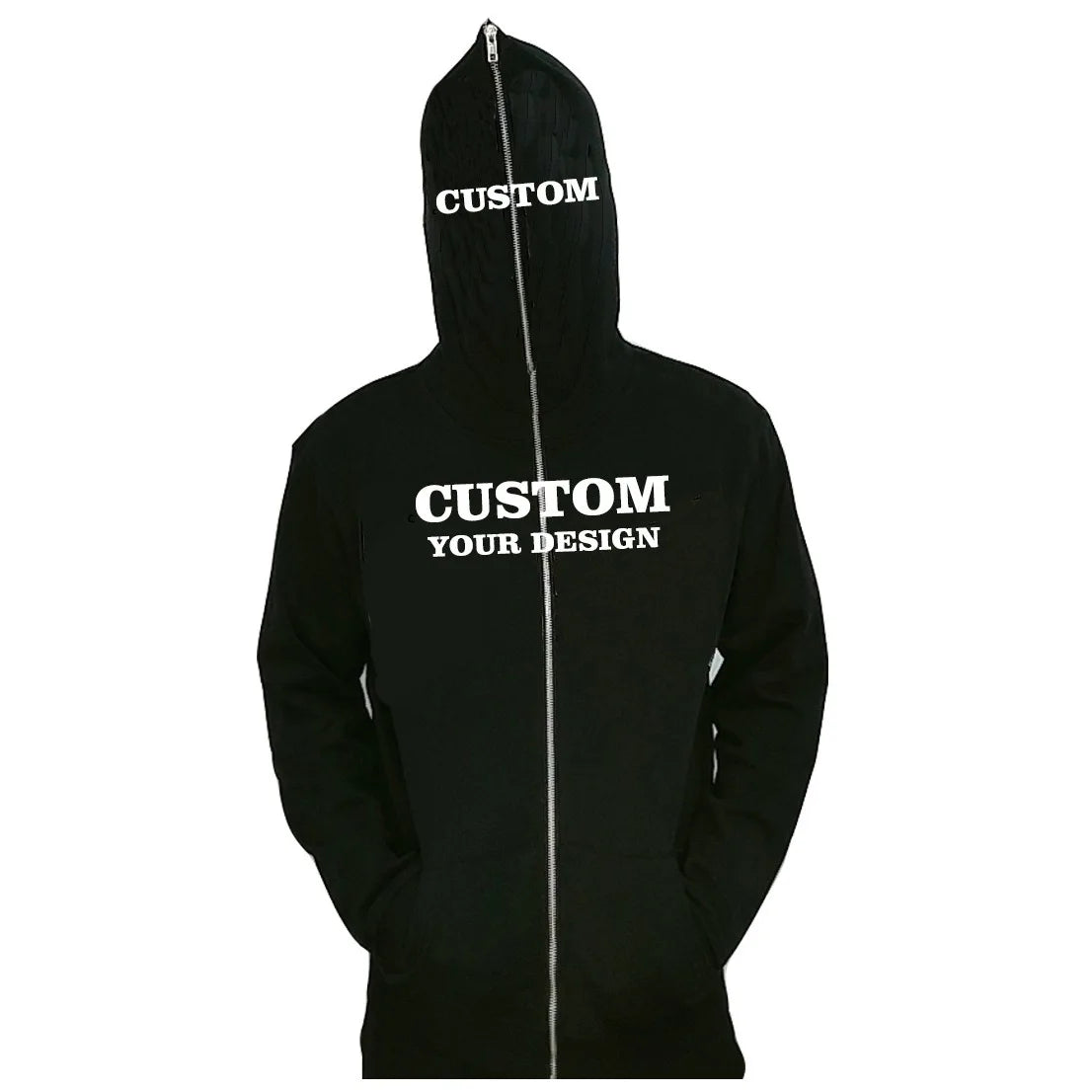 Custom LOGO Wholesale Full Face Zip up Blank Rhinestone Men Sweater Jacket Coat Men's Zip Hoodie With Zipper