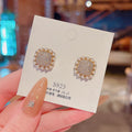 S925 Silver Needle Light Luxury Geometric Micro Pave Diamond Super Sparkle Earrings Pearls Stud Earring for Women
