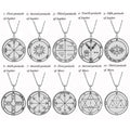 Non-fading and Waterproof Solomon Amulet Stainless Steel Necklace Seal 44 Gold Wood Water Fire Earth Moon Sun Rune Pendant