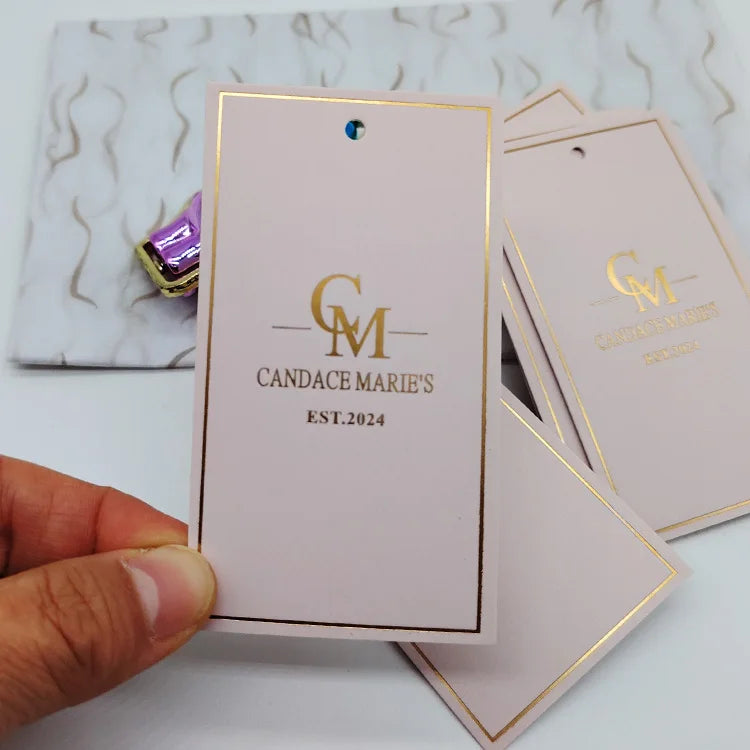 Customized Factory Gold Foil  Sales Hangtag for Scrunches Tag Christmas Swing Tags