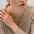 Wholesale Stainless Steel Jewelry Waterproof Gold Plated Threaded Chain Choker Necklace and Bracelet Set Jewelry