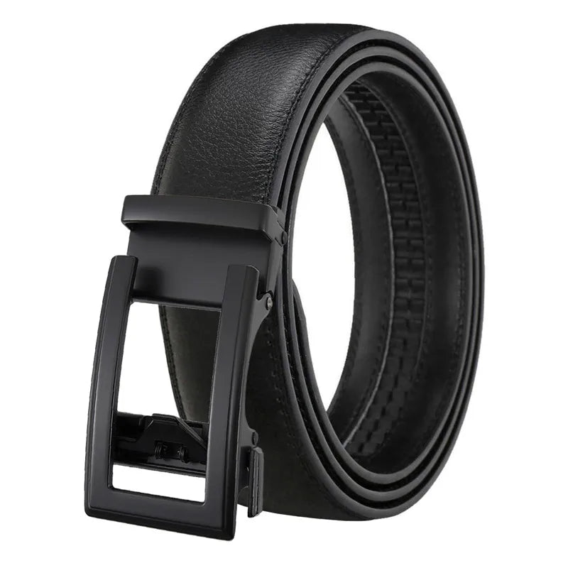 LQbelt Men's Automatic Buckle Belt Simple Design Leather Belts for Male Waistband Ratchet Belt Custom LOGO Factory