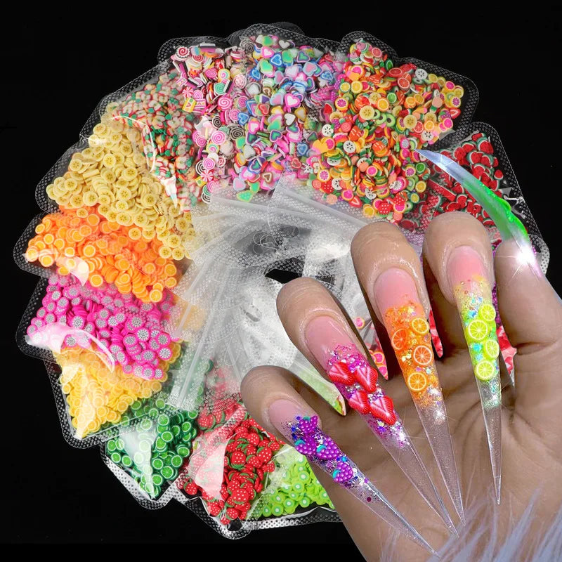 10g Mixed Fruit 3D Nail Art Charms Acrylic Polymer Clay Slices Nail Art Fruit Slices for Nail Art Decoration