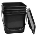 17L Square Bucket Black Plastic Pail With Lid