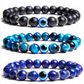 Natural Crystal Stone Lapis Lazuli Evil Eyes Beads Bracelets for Men Women Gemstone Crystal Beads Elastic Force Bracelets
