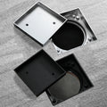 HIDEEP Modern Hotel Use Bathroom Accessories Insertable Tiles 115*115mm Square Chrome/Black Floor Drain
