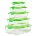 BPA Free 300ml 550ml 950ml 1500ml 2300ml 5-Piece Stackable Airtight Food Storage Lid Portable Organizer Customizable Logo