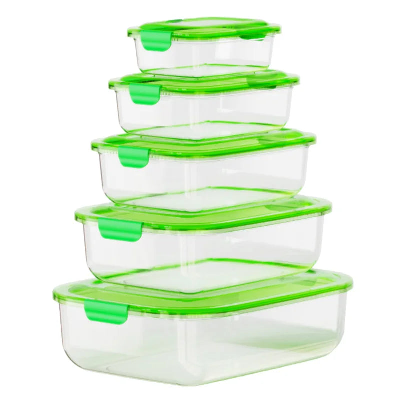 BPA Free 300ml 550ml 950ml 1500ml 2300ml 5-Piece Stackable Airtight Food Storage Lid Portable Organizer Customizable Logo