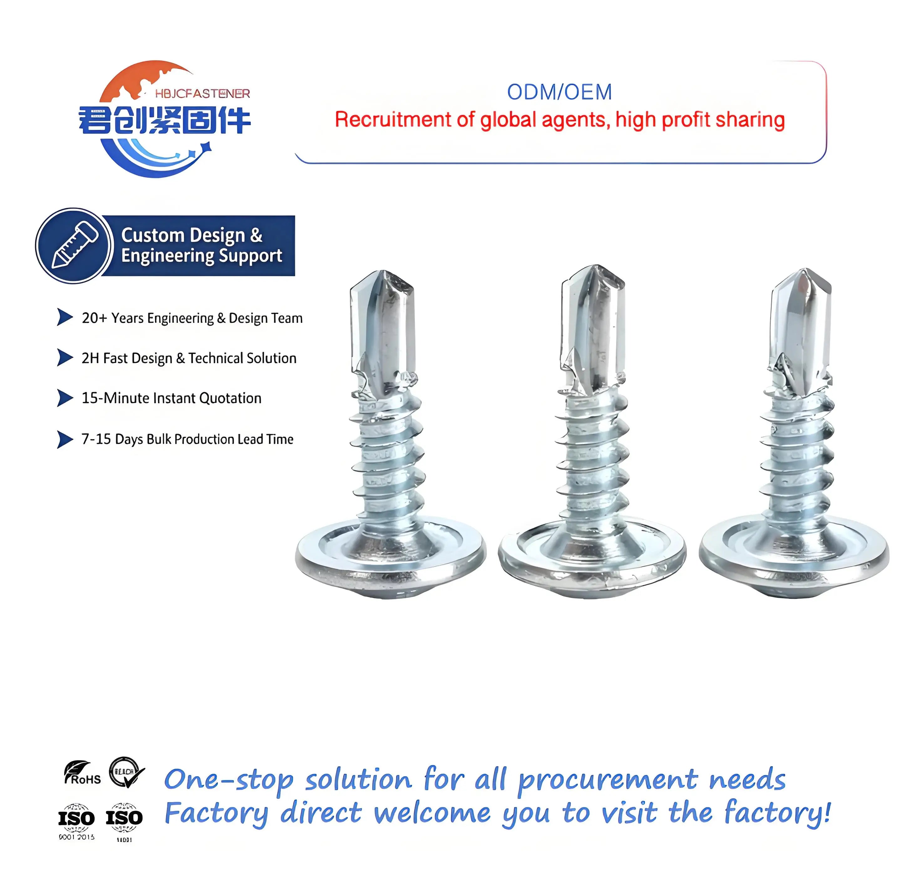 Galvanized 410 Stainless Steel M4 Metric Drill Tail Screws Flat Head Self-Tapping Washer Dovetail Phillips Slot Wafer Head