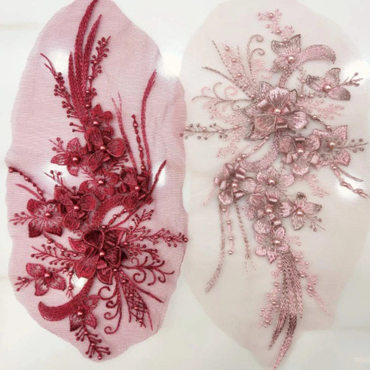 Wholesale Many Color Stock Garment  Accessories Mesh DIY Lace 3D Embroidery Applique Patch for Dress