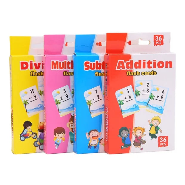 Mathematics Intelligence Arithmetic Cards Children's Addition Subtraction Multiplication Division Oral Learning Cards 36-Piece