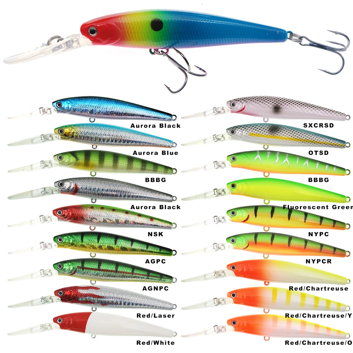 Clown OEM Long Cast Hard Lure Minow 100mm 15g Freshwater Saltwater Bait Hard Fishing Minow Lure 101DD