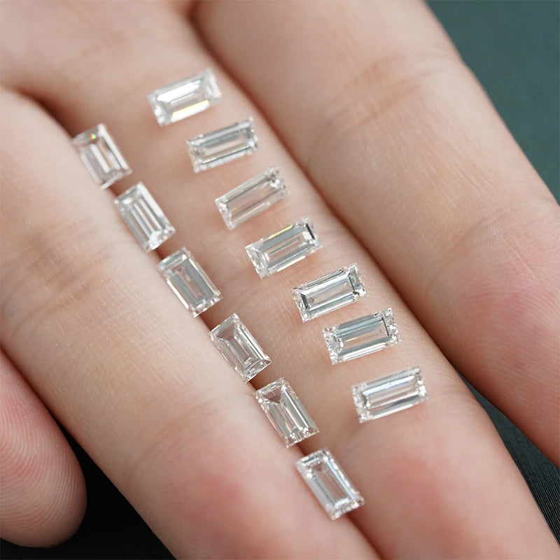 DEF VS baguette Wholesale Loose Lab Grown Diamonds Custom Diamond  White Gold Ring Earrings
