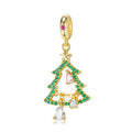Hollow Christmas Tree Pendant 925 Sterling Sliver Charm Bead Dangle Gems for Women Bracelet Gold Plated Jewelry Gift HOT SALE