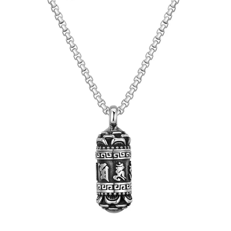 Chinese Style Men's Stainless Steel Pendant Necklace Punk Jewelry