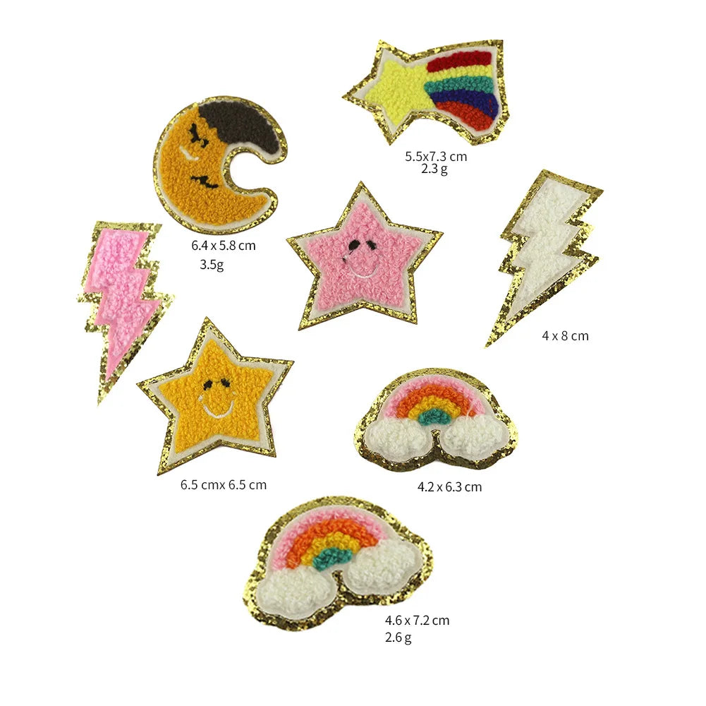 Custom Eco-Friendly Chenille Patches Self-Adhesive Iron-on Sequin Patches for Girls' Hats PVC Plastic Fabric