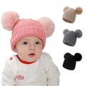 In Stock Kids Knitted Double Pom Pom Hats Cute Baby Winter Beanies Warm Hats