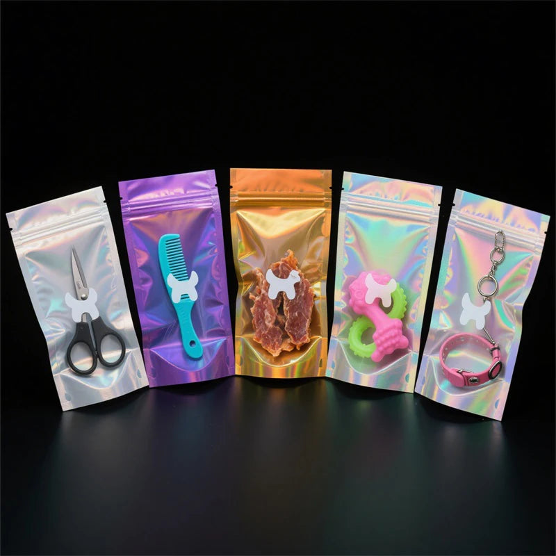 Clear Hologram Zipper Bags Laser Custom Plastic Zip Lock Mylar Packaging Holographic Mini Ziplock Bag
