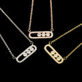 SC Zirconia Crystal Necklace Geometric Rectangular Circle Gold Plated Jewelry Shiny Diamond Charm Necklace