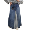 Wholesale 2026 Autumn Niche Design Sense High Waisted Versatile Contrasting Color Patchwork Casual Wide Leg Pants Women's Jeans